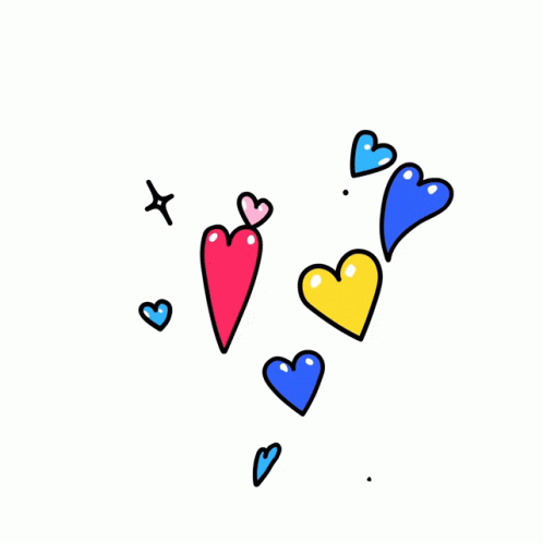 colorful hearts flying up and down in the air