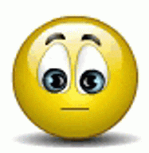 a blue emotictered ball has eyes and is frowning