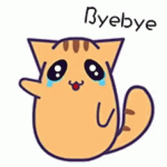 a drawing of a cat saying bye bye