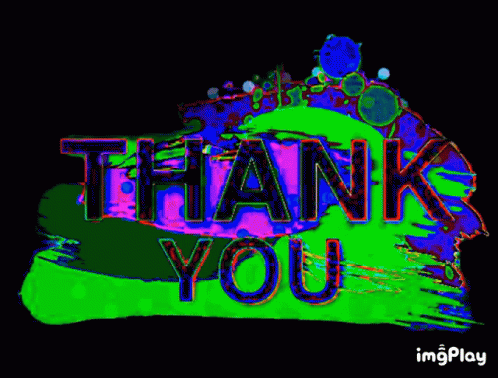 a neon green and red abstract thank you image