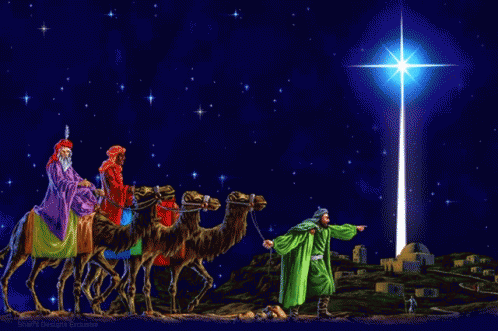 the manger star in this depiction depicts mary, joseph and jesus