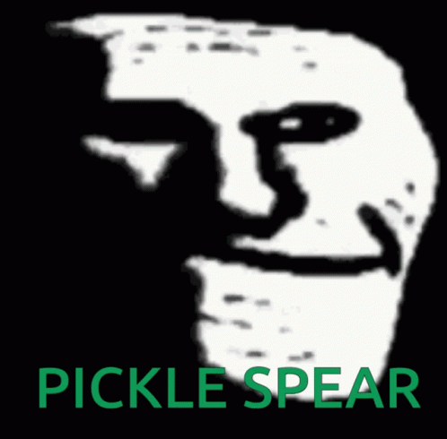 a black background with text on it that reads pickle spear