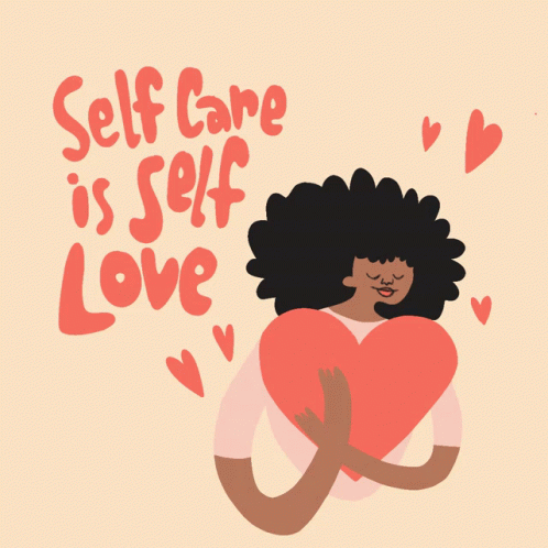 a woman with an ad that says self care is self love