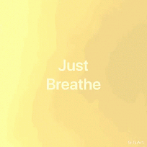 a blue poster with just breathe written in white text