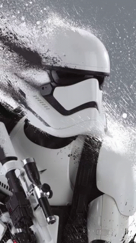 a clone trooper holding his weapon in action