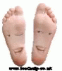 pair of shoes, both shaped like a face