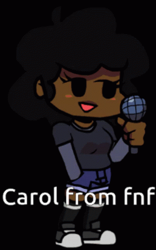 cartoon character holding an instrument and the word carol from fnf on it