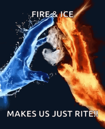 a fire and ice logo with a man doing a flip