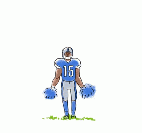 a drawing of a football player on a field
