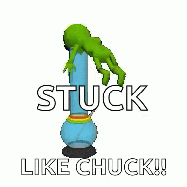 an artistic po of a strange looking object and text that says stuck like chuck