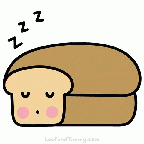 the blue bread loaf is asleep with its eyes closed