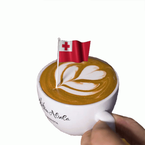 a small cup with a flag sticking out of it