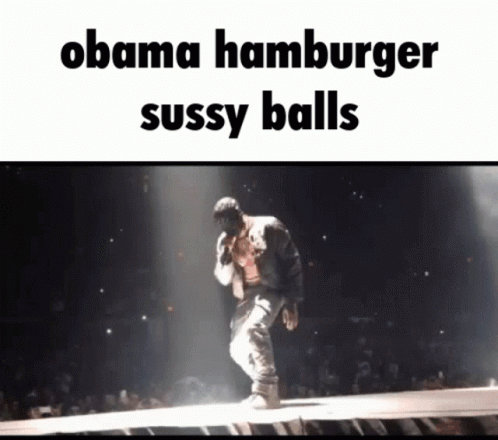 obama hamburgerr uses balls in his act to talk to a crowd