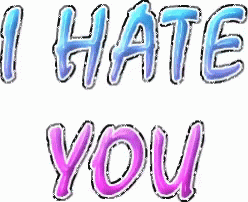 i hate you with pink and orange lettering