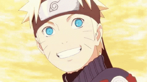 anime picture showing the smiling male in front of blue sky
