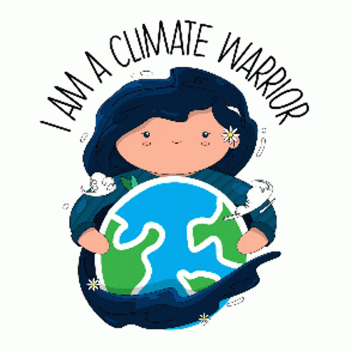 an illustration of a person holding the earth and i am a climate warrior