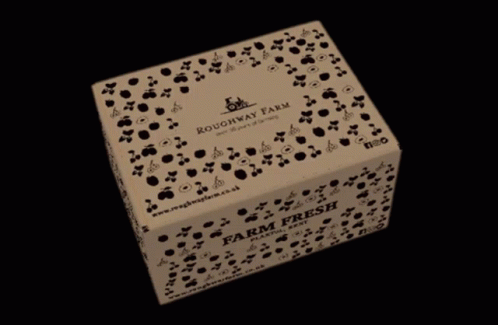 the box is made of paper with polka dot designs on it