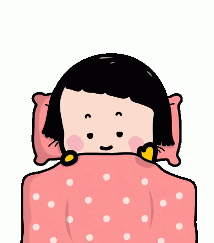a cartoon character in bed wearing ear rings