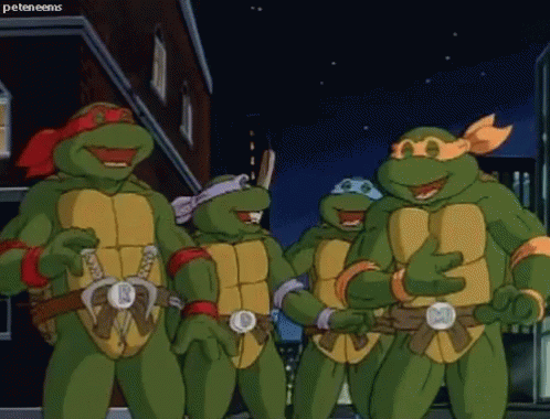 a group of teenage mutant turtles in action