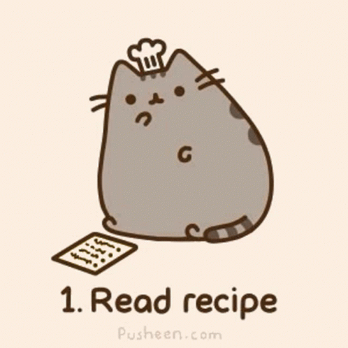a cartoon character that is looking at a recipe