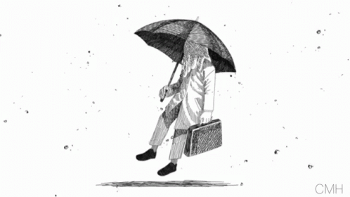 a person with an umbrella walking away from the sky