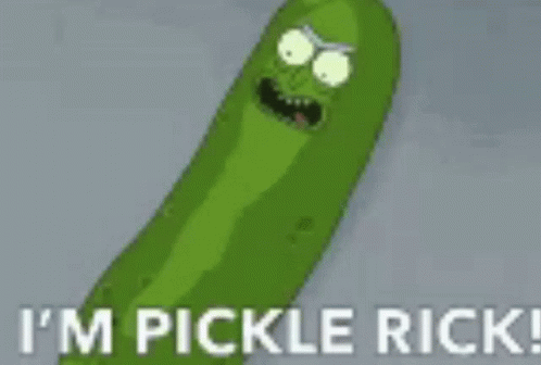 an image of a pickle with text on it
