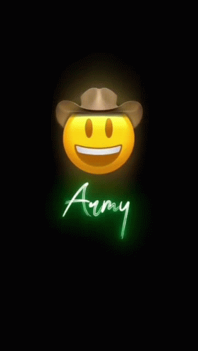 a man in hat, lights and dark background with the name army