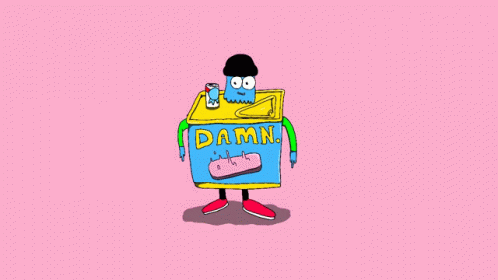 a cartoon person wearing a box of danny pills