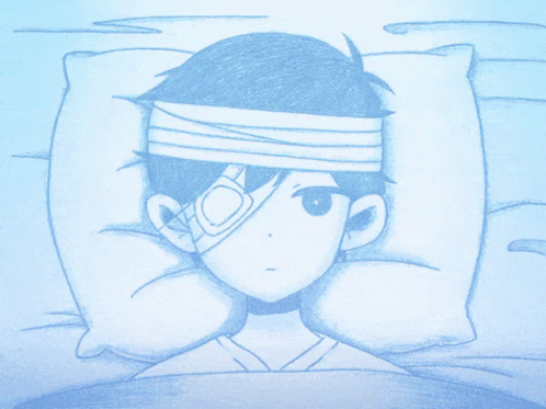 this is a hand drawn picture of an anime character in bed