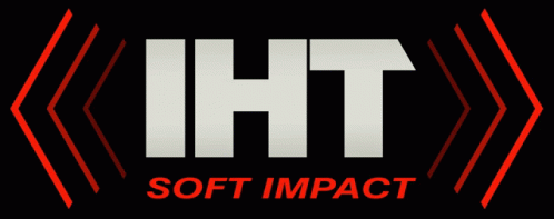 the logo for soft impact with an arrow overlay