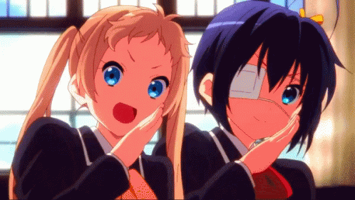 anime scene of boy and girl with eyes wide open