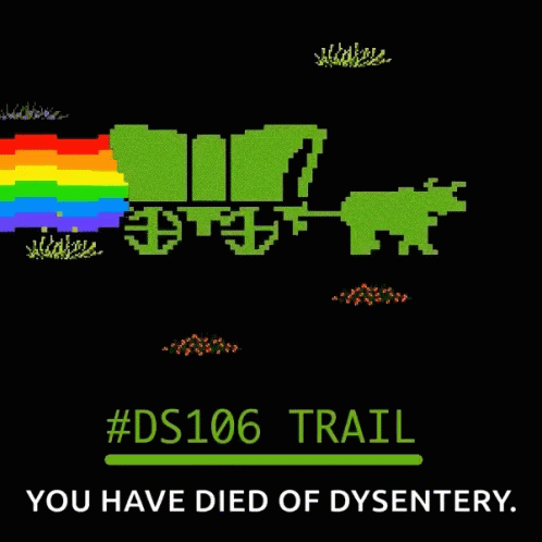 a pixellated image with the words ds106 trail