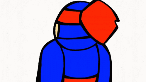 an illustration of a red and blue jacket that appears to be a man