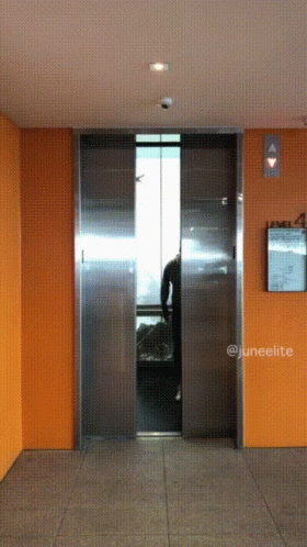 an elevator is shown in this modern building
