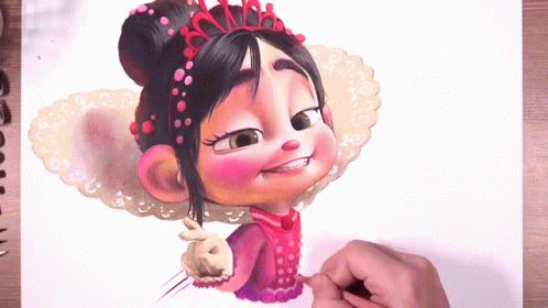 a 3d drawing of a cartoon character that is holding scissors