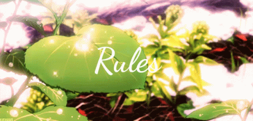 a green apple and leaves with the word rules written above them