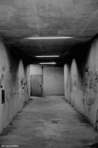black and white po of an abandoned corridor