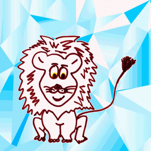 a drawing of a lion with one arm raised
