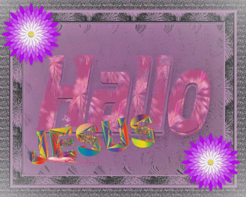 a pink and purple flowered greeting card with a name