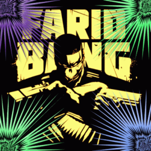 graphic art showing an angry blingg in various colors
