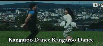 a man and woman dancing with the words kangaroo dance gang