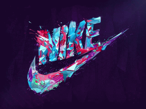 the nike logo is painted in various colors
