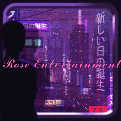 a girl in front of a window with the words rose entertainment