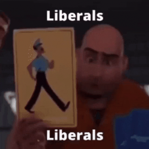 cartooned character reading a sign which says lirians