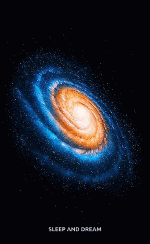 a space poster with a spiral design and black background