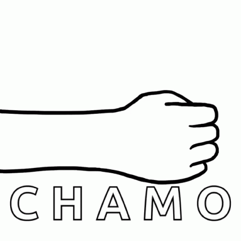 black and white pograph of a foot that says chamo