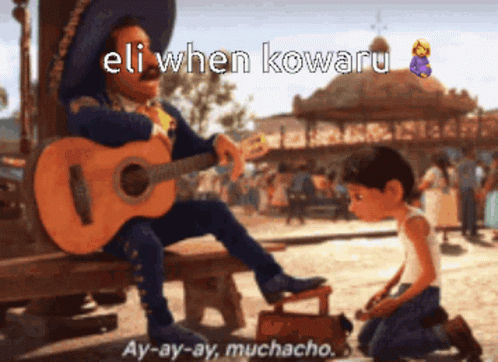 a child plays guitar with an adult musician