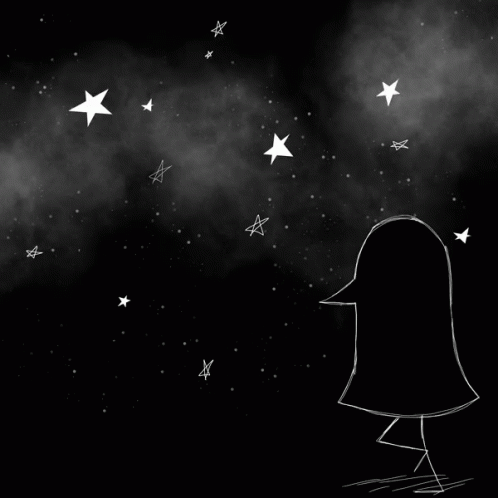 a person is in the air surrounded by stars