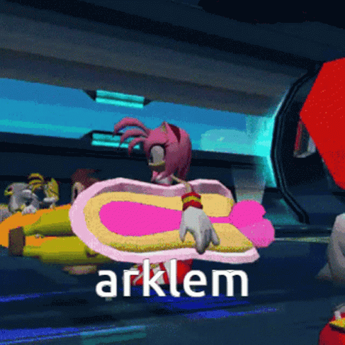 the video game arklem has a purple and blue character