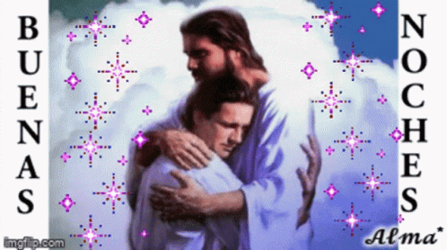 the painting depicts jesus holding a man in his arms